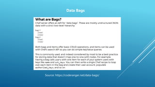 Source: https://coderanger.net/data-bags/
Data Bags
 