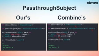 Our’s Combine’s
PassthroughSubject
 