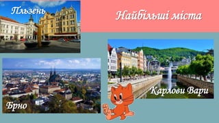 Найбільші містаПльзень
Карлови Вари
Брно
 