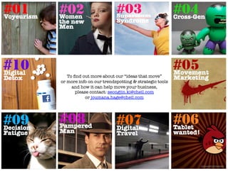 To ﬁnd out more about our “ideas that move” 
or more info on our trendspotting & strategic tools
     and how it can help move your business, 
       please contact: seongjin.ki@cheil.com
            or joumana.hage@cheil.com




                                                       Jh/june2012/cheilUAE	
  
 