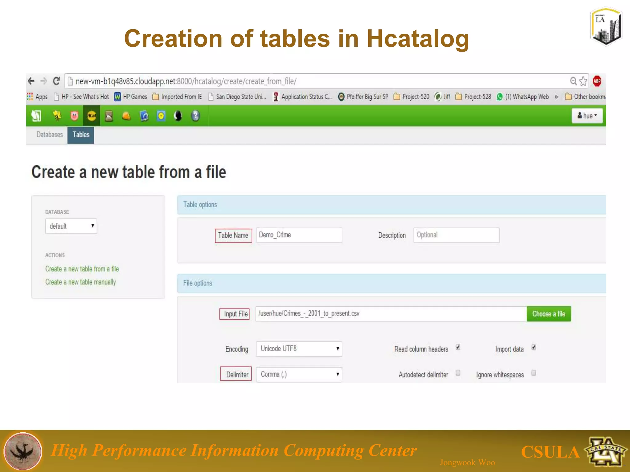 High Performance Information Computing Center
Jongwook Woo
CSULA
Table of Contents
Introduction to Big Data
Implementation
Visualization
Conclusion
 References
 