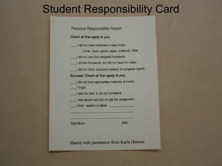 Student Responsibility Card

 