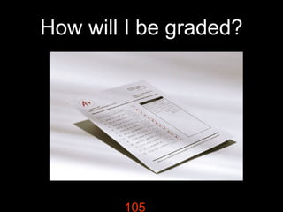 How will I be graded?

105

 