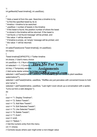 C Code Tweet C++ Help with the section for getNextId only Program to.pdf