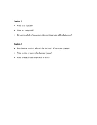 Chemistry - Chp 2 - Matter and Change - Study Guide | DOC