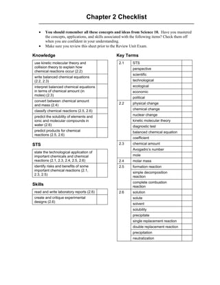 Chem 20   Review Section 2 Worksheets