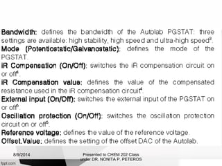Presented to CHEM 202 Class
under DR. NONITA P. PETEROS
8/9/2014
 