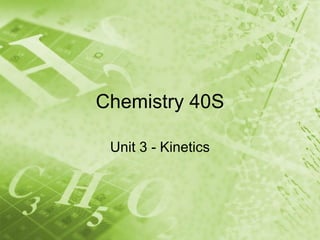 Chemistry 40S

 Unit 3 - Kinetics
 