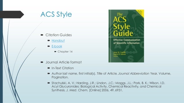 Chem 323 ACS style and using Mendeley