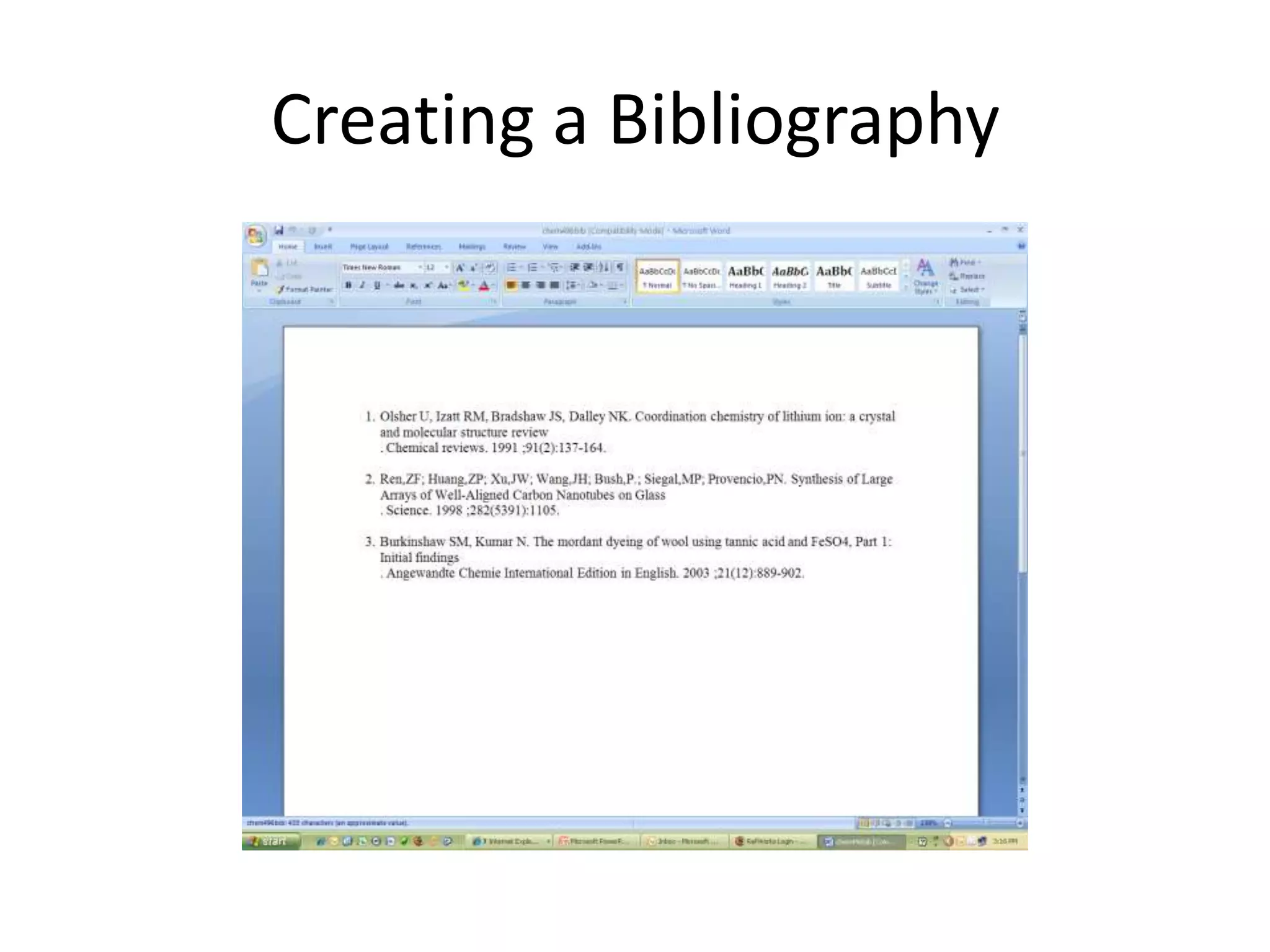 Creating a Bibliography
