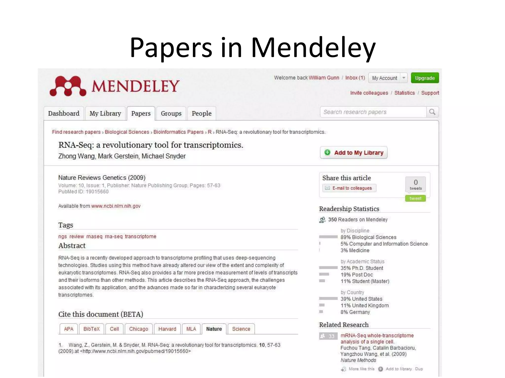 Papers in Mendeley