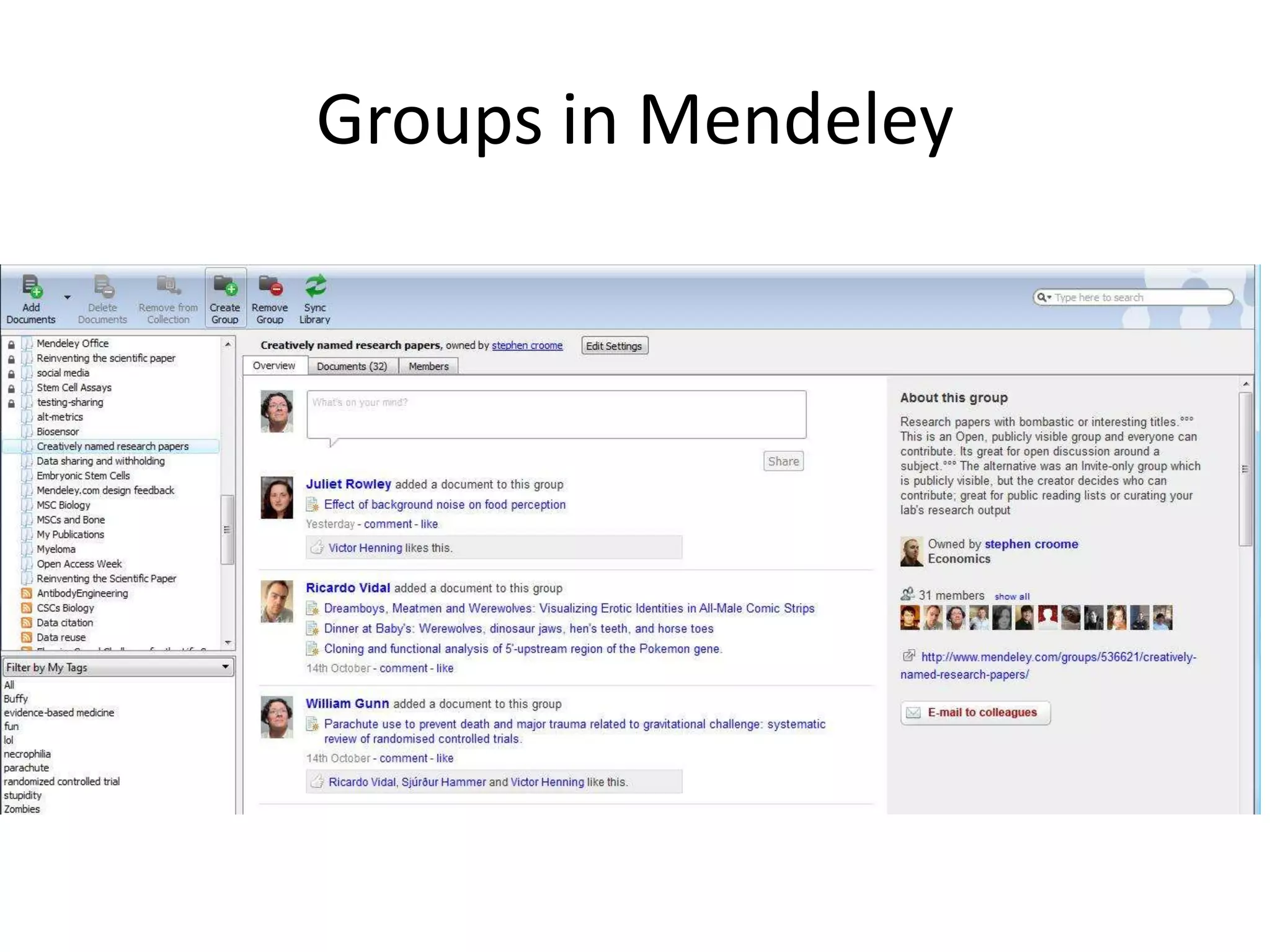 Groups in Mendeley