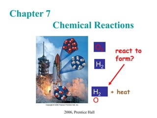 Chapter 7
Chemical Reactions
2006, Prentice Hall
H2
O2
H2
O
react to
form?
+ heat
 