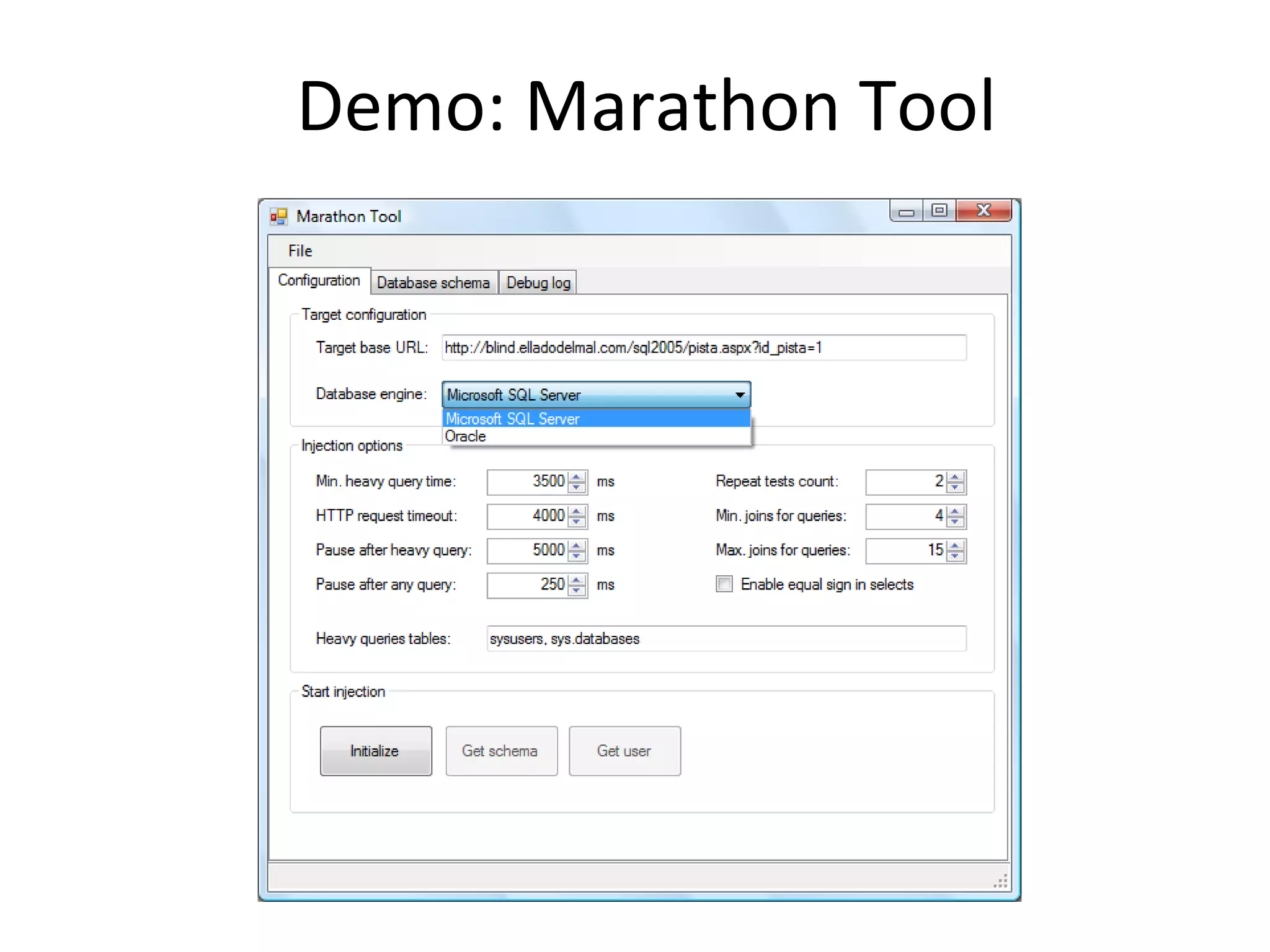 Demo: Marathon Tool 