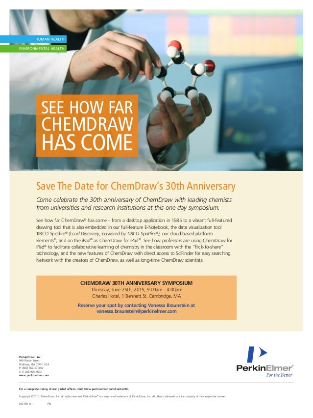 Free Chemistry Day Celebrate 30 Years Of Chemdraw On 6 25 In Cambrid