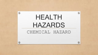 HEALTH
HAZARDS
CHEMICAL HAZARD
 