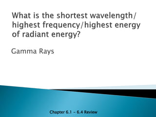 Gamma Rays




        Chapter 6.1 - 6.4 Review
 