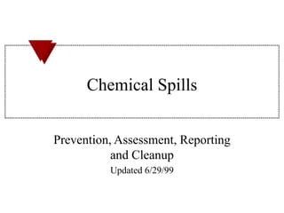 Chemical Spills
Prevention, Assessment, Reporting
and Cleanup
Updated 6/29/99
 
