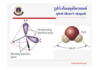 รูปรางโมเลกุลโคเวเลนต
 มุมงอ (Bent/V-shaped)




            โรงเรียนมหิดลวิทยานุสรณ
 