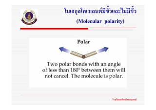 โมเลกุลโคเวเลนตมีขั้วและไมมีขั้ว
     (Molecular polarity)




                      โรงเรียนมหิดลวิทยานุสรณ
 