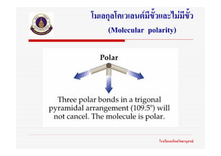 โมเลกุลโคเวเลนตมีขั้วและไมมีขั้ว
     (Molecular polarity)




                      โรงเรียนมหิดลวิทยานุสรณ
 