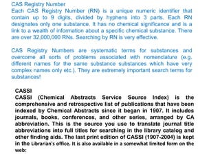 Chemical abstracts ii | PPTX