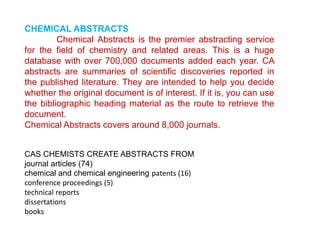 Chemical abstracts ii | PPTX