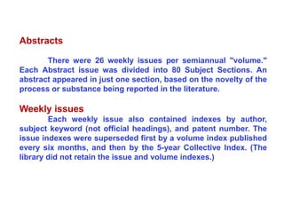 Issues Abstract Chemical abstracts ii | PPTX