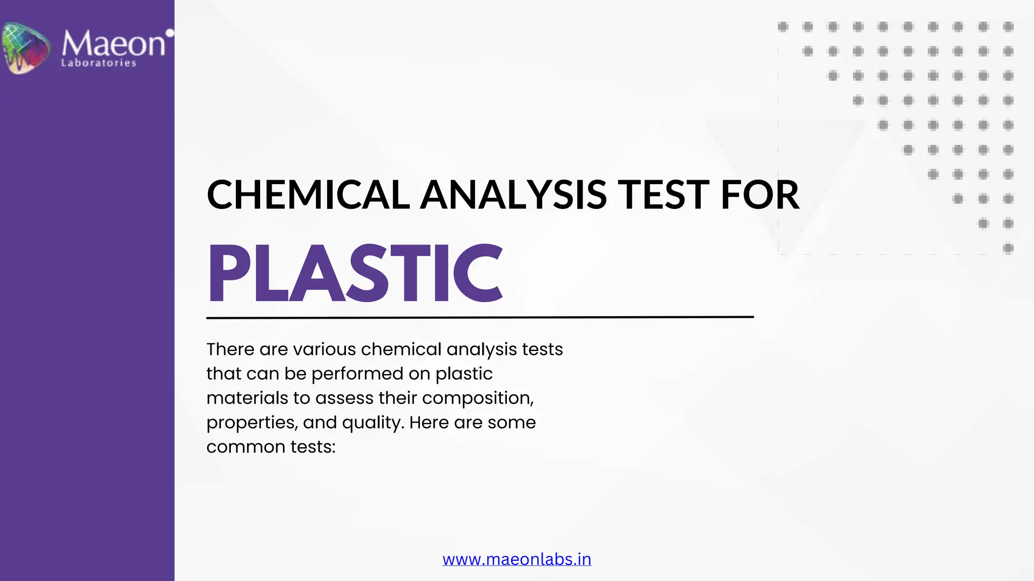 Chemical analysis test for plastic Maeon laboratory PPT