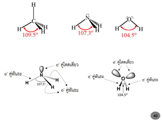 e- คู่โดดเดี่ยว
e- คู่พันธะ
e- คู่พันธะ

40
 
