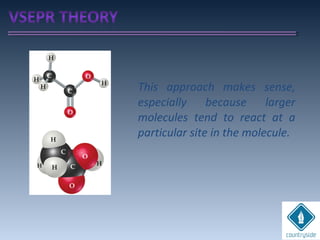 This approach makes sense,
especially because larger
molecules tend to react at a
particular site in the molecule.
 