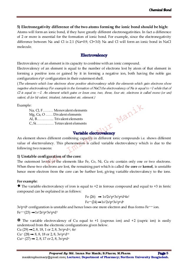 chemical bond manik when two atoms are equally electronegative they will interact to form