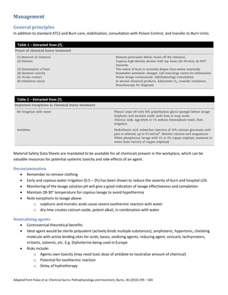 Chemical burns - pathophysiology and treatment - handout | PDF