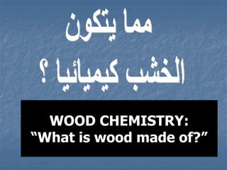 WOOD CHEMISTRY:
“What is wood made of?”
 