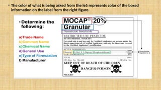 • The color of what is being asked from the le5 represents color of the boxed
information on the label from the right figure.
 