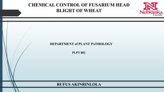 CHEMICAL CONTROL OF FUSARIUM HEAD
BLIGHT OF WHEAT
RUFUS AKINRINLOLA
DEPARTMENT of PLANT PATHOLOGY
PLPT 802
 