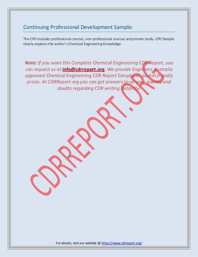 Chemical Engineer CDR Report Sample ANZSCO Code 233111