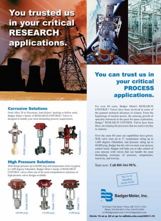 Circle 15 on p. 62 or go to adlinks.che.com/23011-15




Badger Meter 2-09.indd 1                                             1/23/09 12:06:44 PM
 