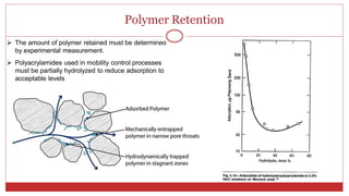 Polymer Retention
15
 The amount of polymer retained must be determined
by experimental measurement.
 Polyacrylamides used in mobility control processes
must be partially hydrolyzed to reduce adsorption to
acceptable levels
 