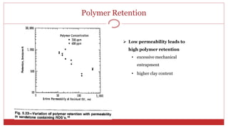 Polymer Retention
17
 Low permeability leads to
high polymer retention
• excessive mechanical
entrapment
• higher clay content
 