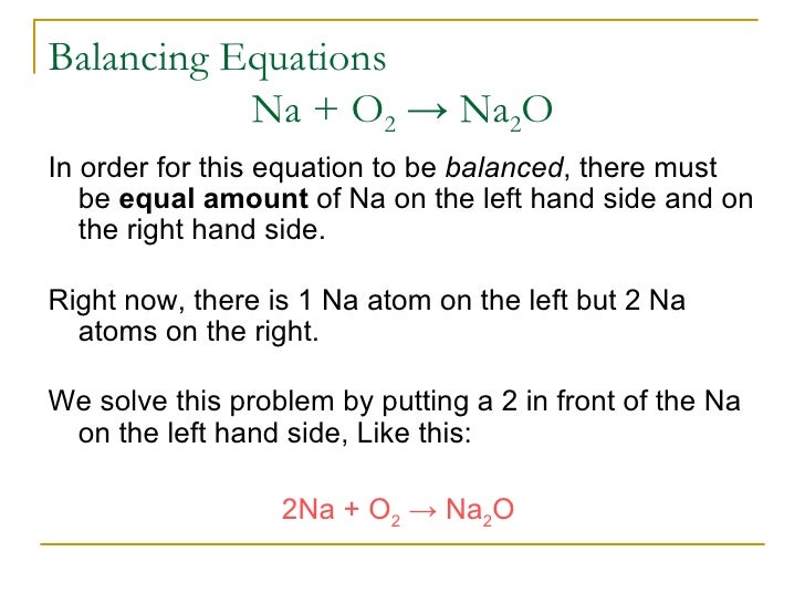 Balancing Chemical Equations