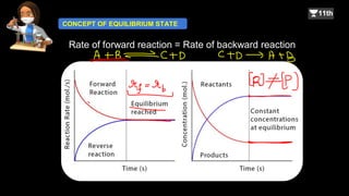 CONCEPT OF EQUILIBRIUM STATE
Rate of forward reaction = Rate of backward reaction
 