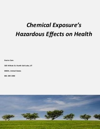 Enviro Care
505 N Main St. North Salt Lake, UT
84054, United States
801 299 1900
Chemical Exposure’s
Hazardous Effects on Health
 