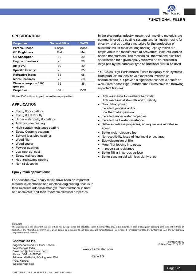 Chemical Filler Datasheet Template