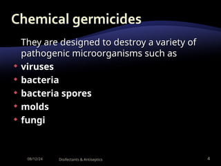 Pharmacology Lecture Chemical Germicides 1 Ppt