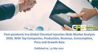 Published on : 31 Mar 2021
Post-pandemic Era-Global Chemical Injection Skids Market Analysis
2020, With Top Companies, Production, Revenue, Consumption,
Price and Growth Rate
 