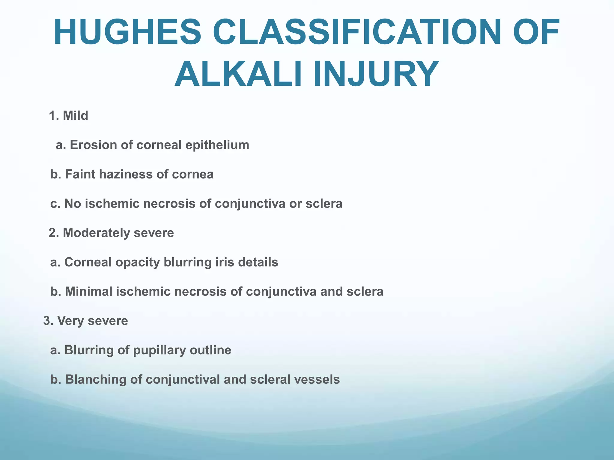 Hughes Classification Chemical injuries of the eye | PPTX