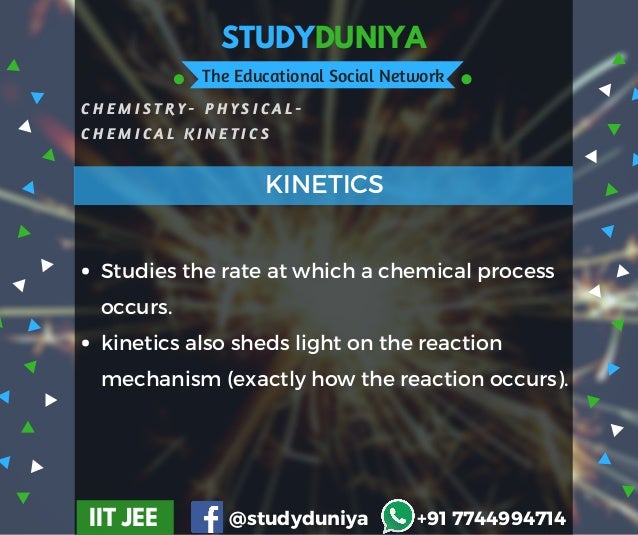 STUDYDUNIYA
The Educational Social Network
C H E M I S T R Y - � P H Y S I C A L -
C H E M I C A L K I N E T I C S
IIT JEE...