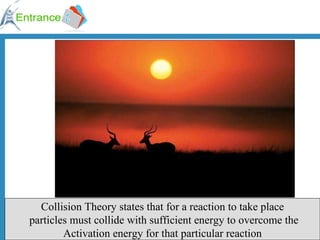 Collision Theory states that for a reaction to take place particles must collide with sufficient energy to overcome the Activation energy for that particular reaction 